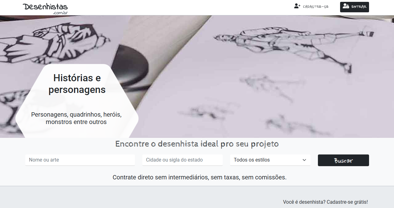 Prévia visual do projeto Desenhistas.com.br